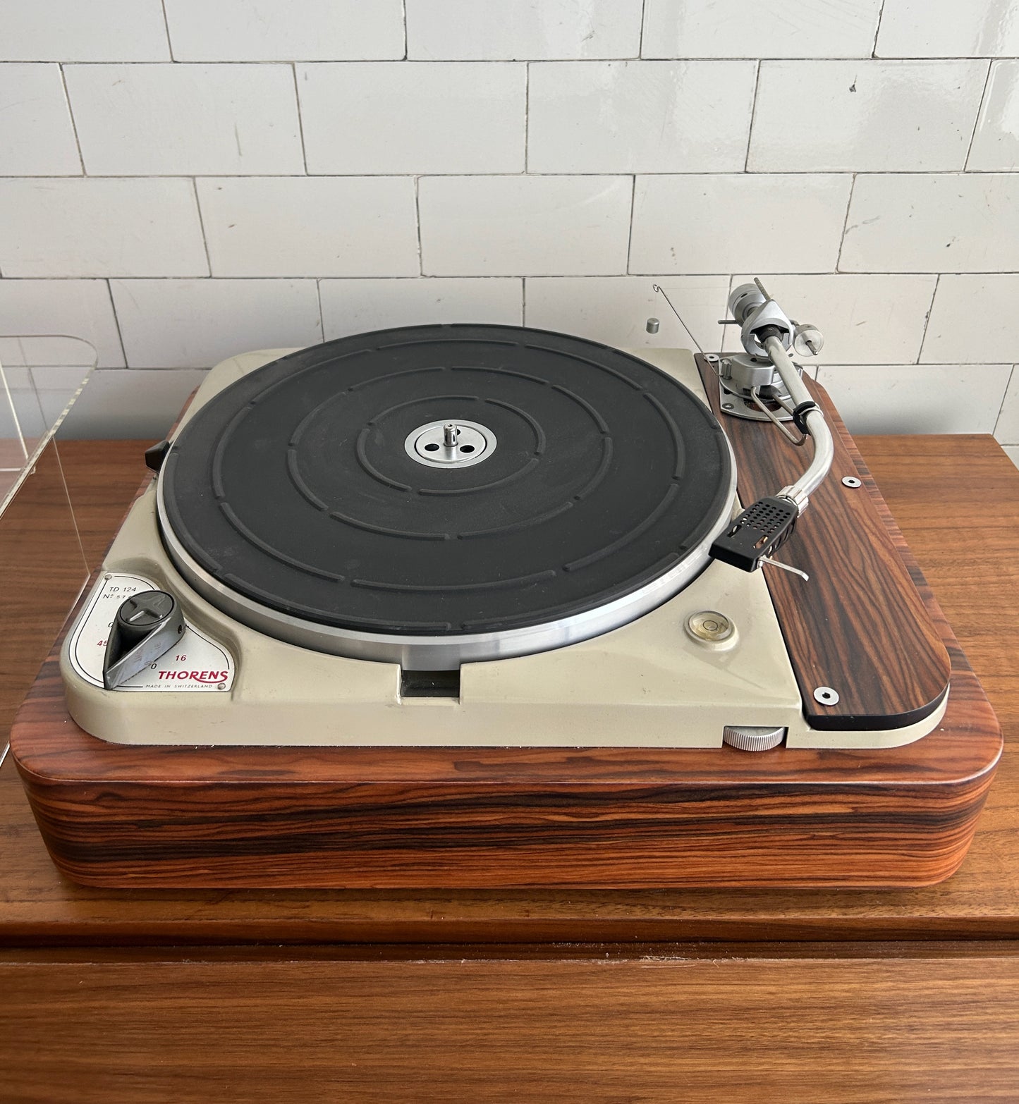 Thorens TD-124 Turntable, choice of base. In production 1957-1967.